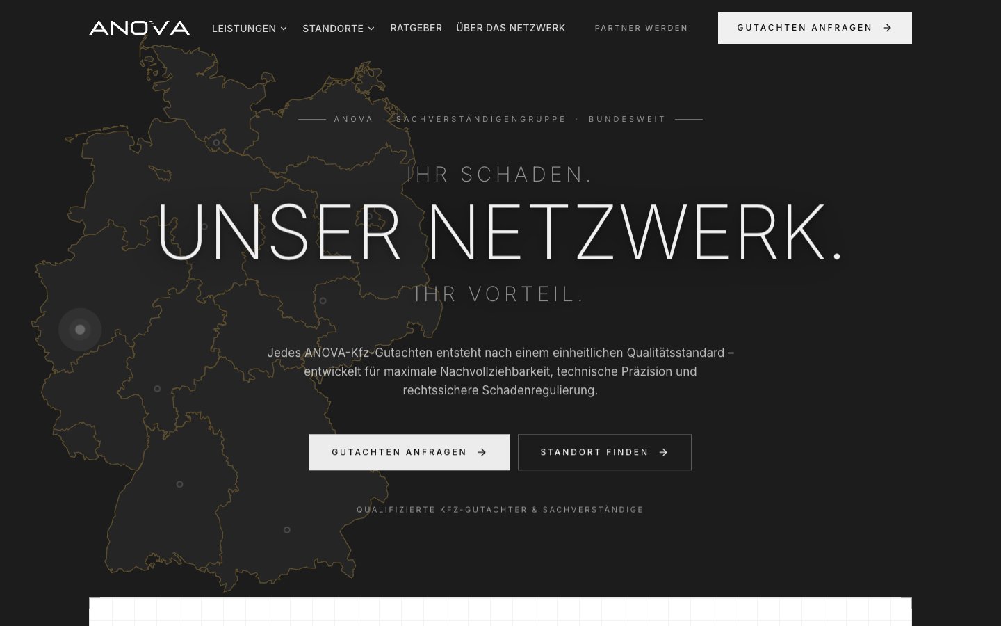 Website-Referenz Anova Gruppe, bundesweites Netzwerk für Kfz-Gutachten