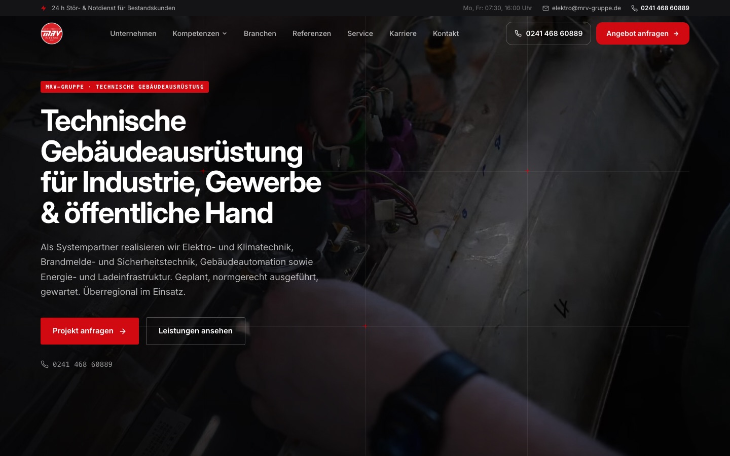 MRV-Gruppe – Website für Elektro- & Gebäudetechnik | PurpleQ Referenz